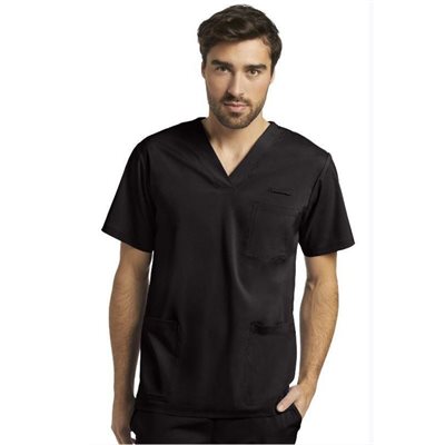 FIT CHANDAIL MANCHE COURTE COL EN "V" HOMME NOIR LARGE