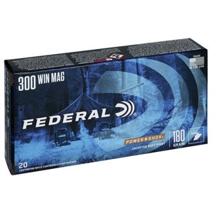 FÉDÉRAL MUNITION POWER SHOK CAL. 300 WIN MAG 180 GR 300WBS