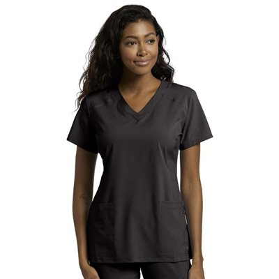 FIT CHANDAIL MANCHE COURTE COL EN "V" 90% POLYESTER NOIR XL 785-BLK-XL