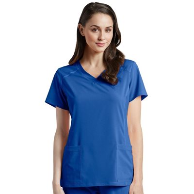 FIT CHANDAIL MANCHE COURTE COL EN "V" 90% POLYESTER ROYAL MED 785-ROY-MED