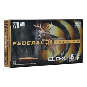 FEDERAL MUNITION CAL. 270 WIN 145GR. ELD-X P270ELDX1