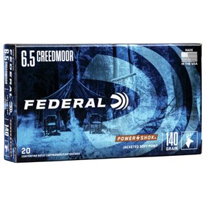 FEDERAL MUNITION POWER SHOK CAL. 6.5 CREEDMOOR 140GR JCKD SOFT POINT 65CRDB