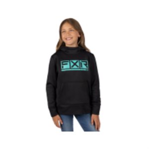 FXR HOODIE PODIUM TECH PO BLACK / MINT JUNIOR