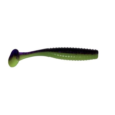 LEURRE SOUPLE RIB SWIM 4" SHAD CHARTREUSE BELLY / PURPLE BACK 535-368