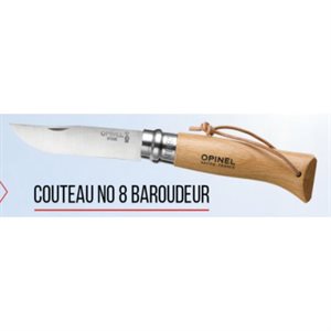 COUTEAU NO. 8 BOIS / INOX AVEC CORDE BAROUDEUR